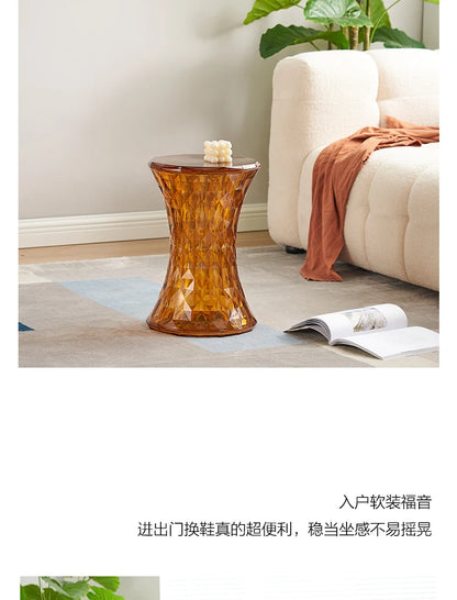 Nordic creative crystal stool Nordic simple color transparent bathroom home shoe changing  creative ins low