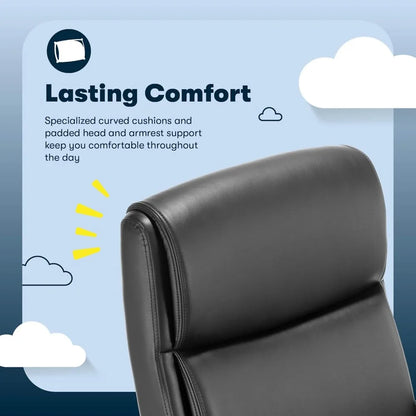 Ergonomic Office Chair with Lumbar Support, Swivel Base & Padded Armrests, Black