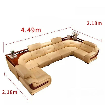MANBAS Premium Italian Genuine Leather Sofa Sets Big Sectional Couch Living Room Sofas With Adjustable Headrests Home Furniture