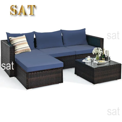 'Aluminum Outdoor Garden Wicker Rattan Furniture Couch Sofa Set Rope Furniture Set L Shaped Chair Sectional Sofas