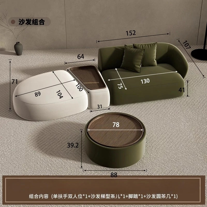 Curved Sofa Special Shaped Designer Beauty Salon Couch Lounge Area Sofa Coffee Table Set Furniture Velvet Living Room Sofas