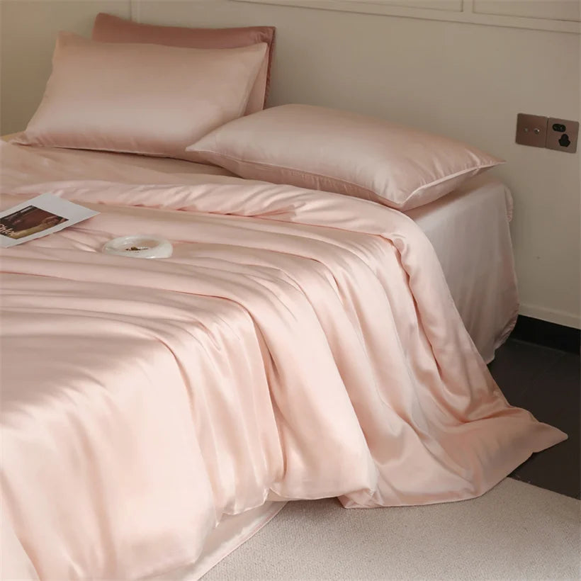 Mulberry Silk Bedding Set Luxury Natural 100% Silk Duvet Cover Set Bed Sheet Pillowcase Single Double Bedsheet King Queen Size