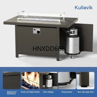 13-Piece Outdoor Patio Furniture Set with 43-Inch Gas Propane Fire Pit Table and Rattan Sectional Sofa