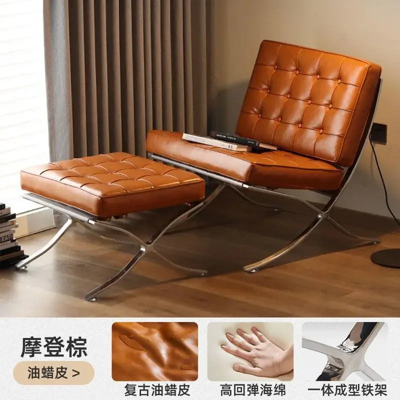 Single sofa, designer, Italian style, living room, leather, light luxury, leisure chair