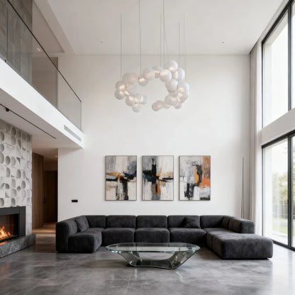 SANDYHA French Style Acrylic Ball Pendant Lights Creative Modern LED Chandelier Hanging Lamp for Living Room Dining Room Home