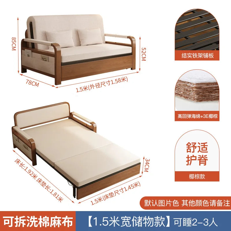 Light luxury home living room balcony folding sofa bed, single double multi functional telescopic bed