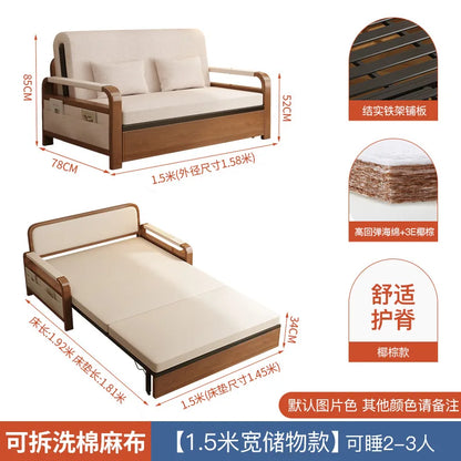 Light luxury home living room balcony folding sofa bed, single double multi functional telescopic bed