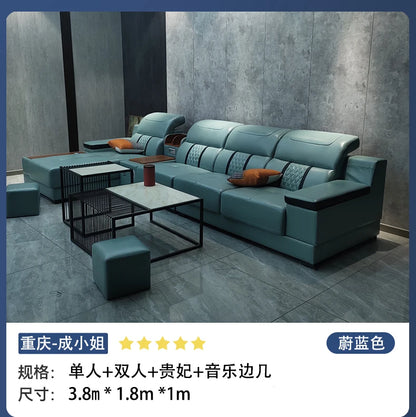 Leather Sofa Modern Simple Living Room Small Apartment Latex Storage Top Layer Leather Sofa