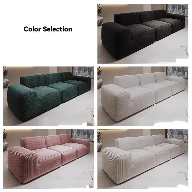 Simple Style Vacuum Compression Living Room Sofa Light Luxury Furniture Corduroy Sponge Filling Multi-Person Sofa Customization