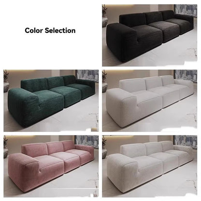 Simple Style Vacuum Compression Living Room Sofa Light Luxury Furniture Corduroy Sponge Filling Multi-Person Sofa Customization