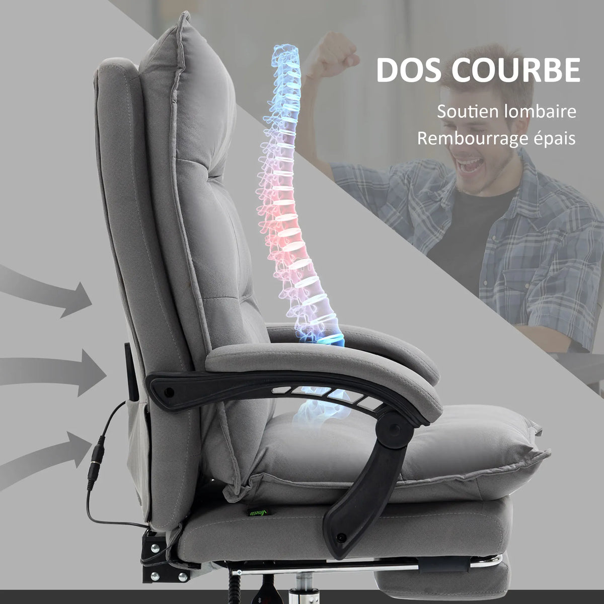 Dinsetto desk Armchair massing and heating, desk office chair, ergonomic chair with adjustable height, reclin back
