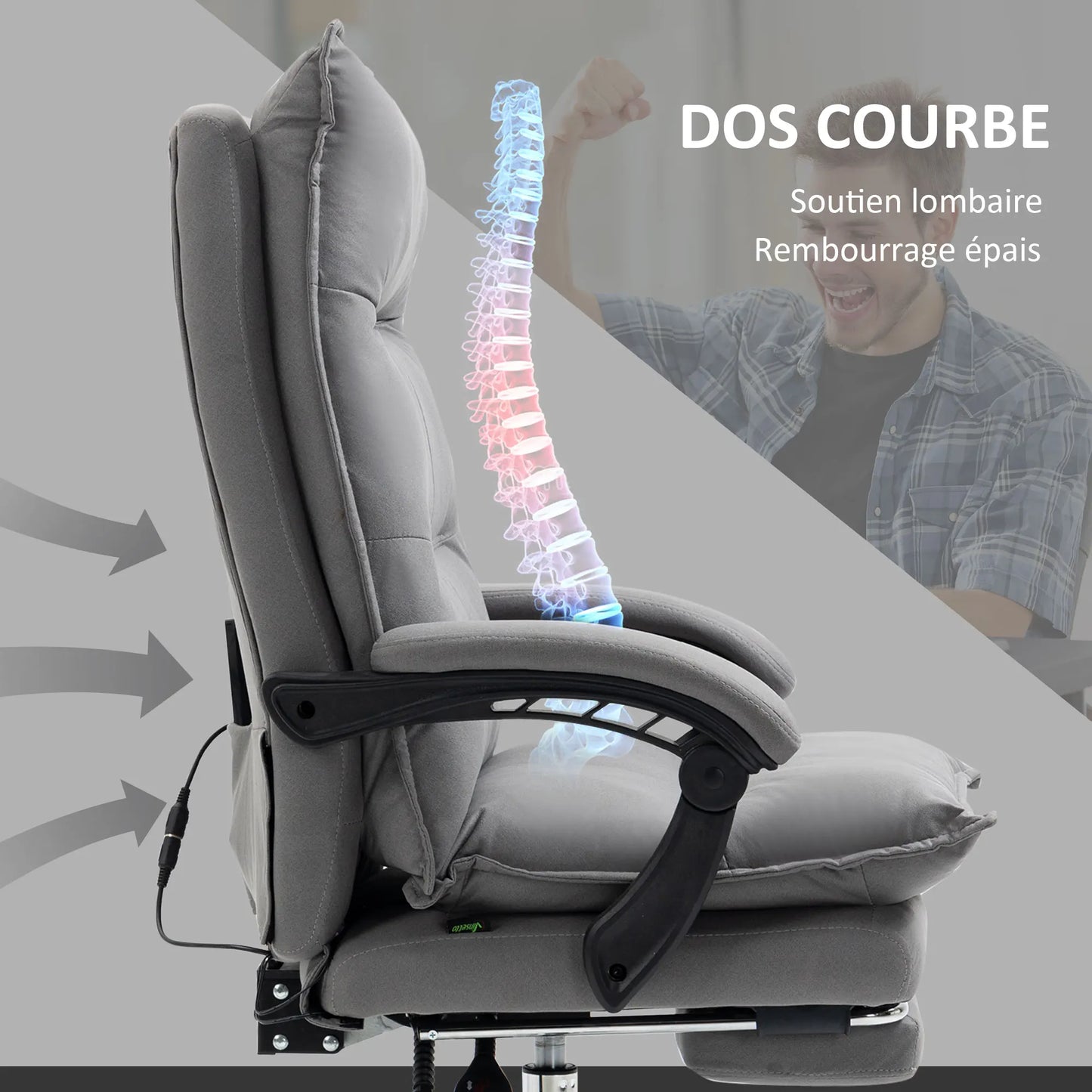 Dinsetto desk Armchair massing and heating, desk office chair, ergonomic chair with adjustable height, reclin back
