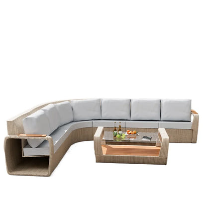 Outdoor sofa table and chair set Outdoor courtyard rattan casual sunscreen waterproof furniture