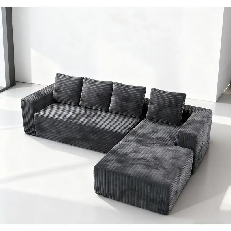 Modern L-Shaped Sectional Couch with Right-Facing Chaise, Upholstered Modular Sofa, Deep Seat Design for Living Room or