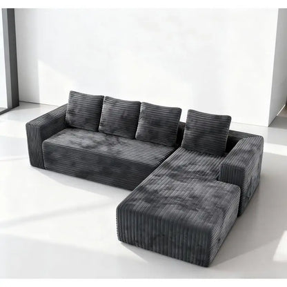 Modern L-Shaped Sectional Couch with Right-Facing Chaise, Upholstered Modular Sofa, Deep Seat Design for Living Room or