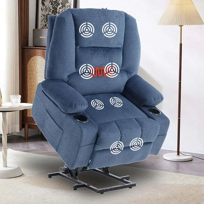 Power Lift Recliner Chair for Elderly People with USB Port Cup Holder, Overstuffed Fabric Electric Massage Recliner, Customized