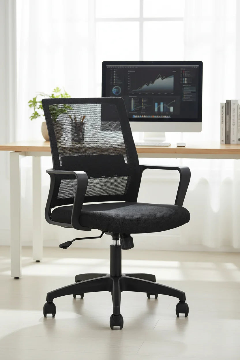 Ergonomic Mesh Office Chair with Lumbar Support, Adjustable Height and Armrests, Black