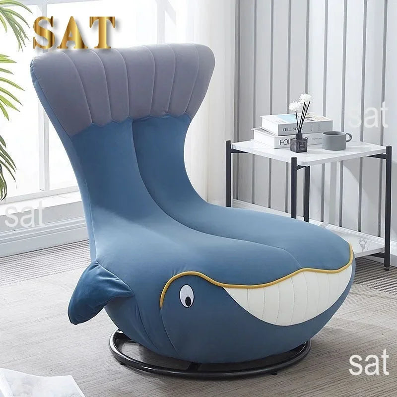 -Fabric Cartoon Seat Shark Transfer Chair Whale Sofa Recliner Single Lounge Children Kids Rocking Chair