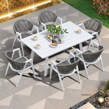 Waterproof and Sun-proof Garden Outdoor Chairs Leisure Outdoor Furniture Aluminum Alloy Chair Modern Patio Balcony Table Chairs