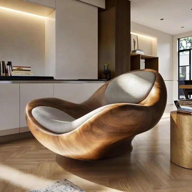 Modern minimalist lounge chair uniquely shaped solid wood lounge chair, suitable for family hotel offices and bars