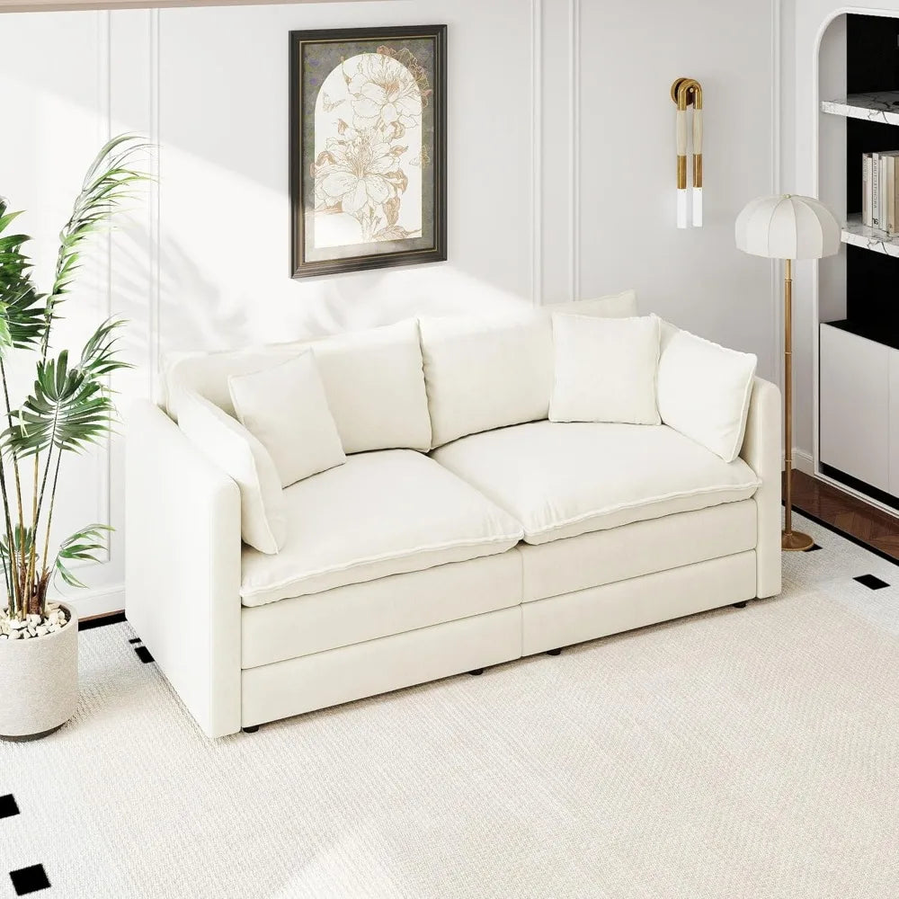 77.16 Inch Deep 2-Seater Sofas Comfy Chenille,Modular Sectional Sofa Modern Convertible Loveseat Couch