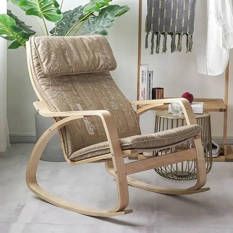 Simple and modern Nordic Boang rocking chair easy chair solid wood recliner lazy pregnant woman chair balcony lounge