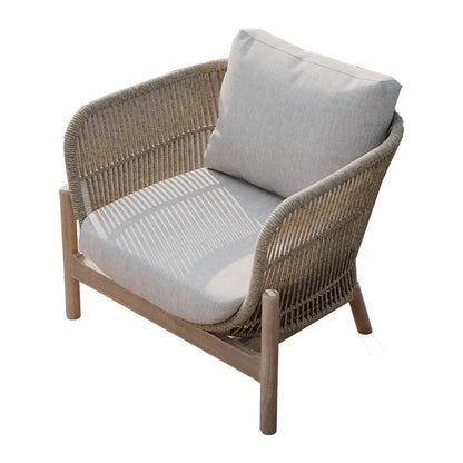 Outdoor sofa courtyard rattan teak outdoor garden villa hotel waterproof and sun protection homestay solid wood sofa furniture