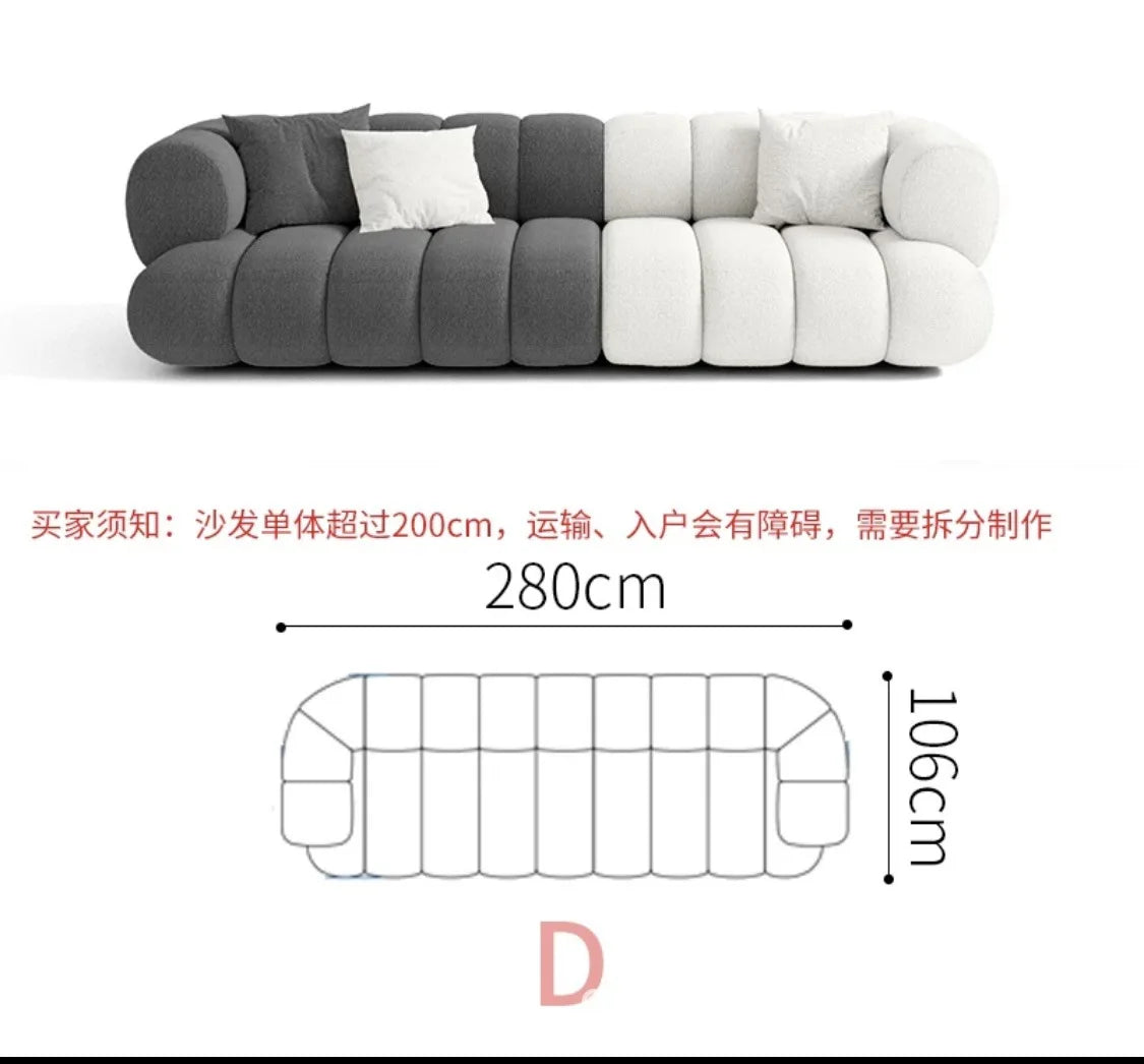 Living room cloud fabric sofa size apartment