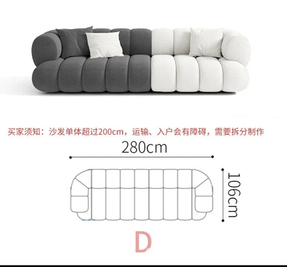 Living room cloud fabric sofa size apartment