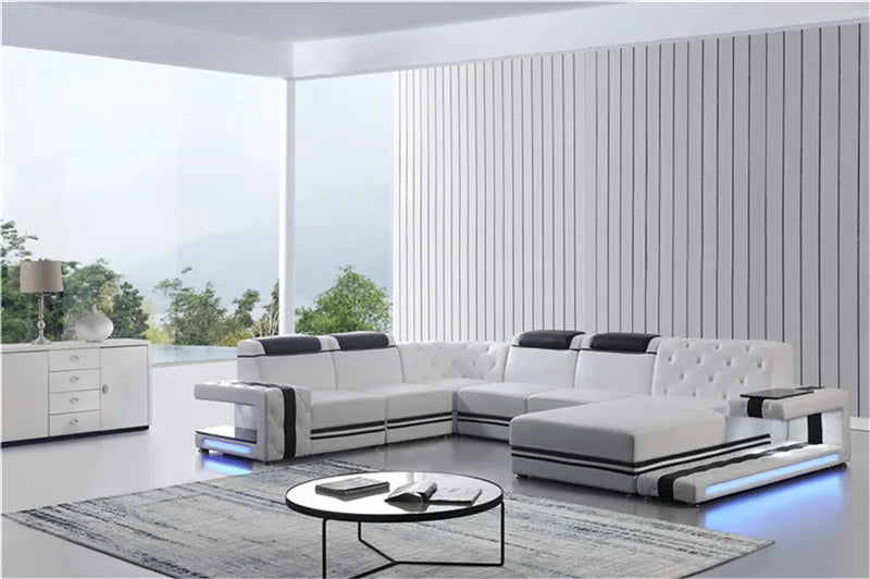 Luxury European style living room leather sofa set funriture couch