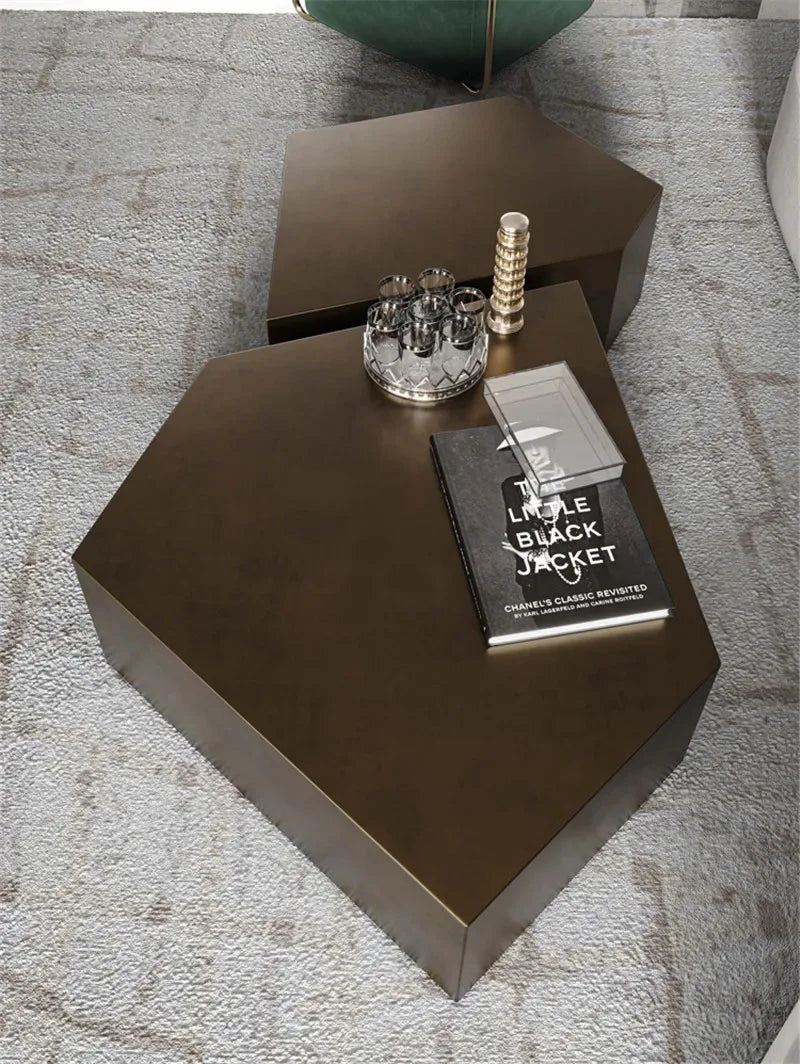 Nordic Stainless Steel Coffee Tables for Living Room Furniture Sofa Side Table Household Small Apartment Designer Coffee Table