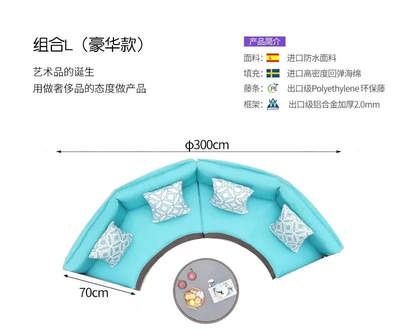furniture sofa combination garden terrace leisure rattan circular courtyard outdoor open-air rattan chair for living room