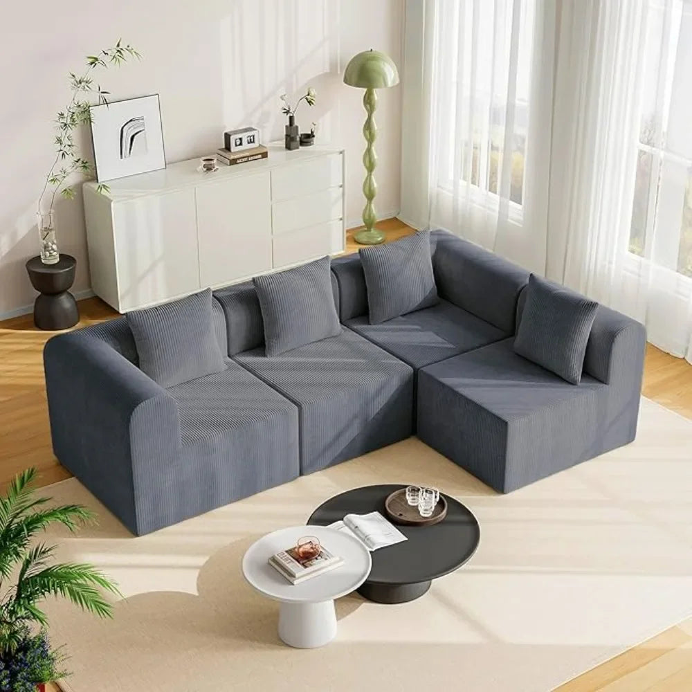 Cloud Modular Sectional Sofa with 2 Storage Ottomans 160.6" Down Filled Comfort U Shaped Sofa Minimalist Wide Deep Seat Couch