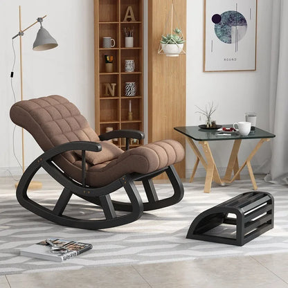 Solid wood rocking  leisure adult solid wood recliner nap chair balcony lazy sofa rocking  for middle-aged and e
