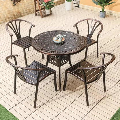 Cast Aluminum Outdoor Chairs Set of 2 Bistro Chairs Waterproof and Sun Resistant Patio Dinning Chairs Garden Chair Furniture