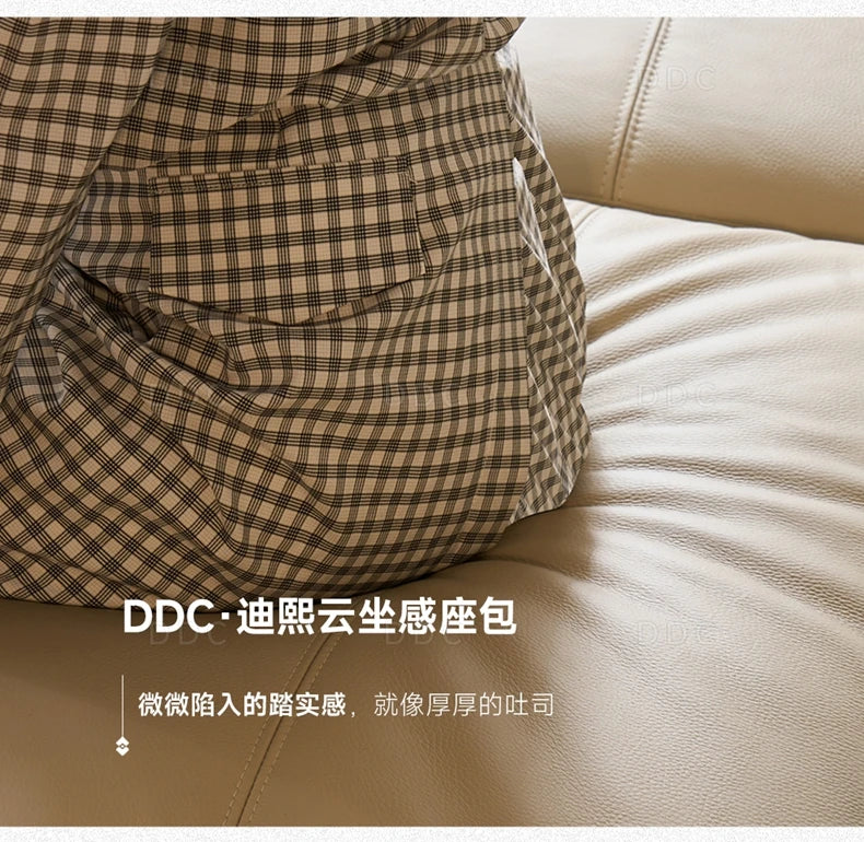Modern minimalist top-layer cowhide inline sofa small apartment Italian minimalist living room concubine