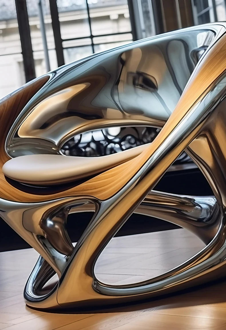 Luxury Innovative Metal  Armchair Bright Hollow Electroplating Leisure Chair  for Living Room Futuristic Sculptural Chair