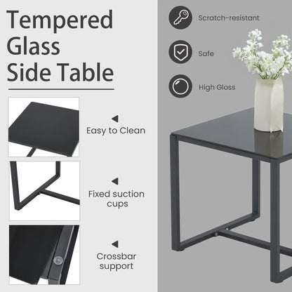 3-Piece Patio Bistro Set, Outdoor Rattan Furniture Set with Coffee Table, Ideal for Outdoor Use, Black