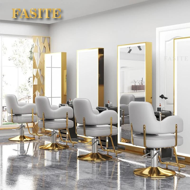 Premium Durable Hair Salon Barber Chairs European Style Hairdressing Chair Dressing Room Back Armchair Recliner Furniture
