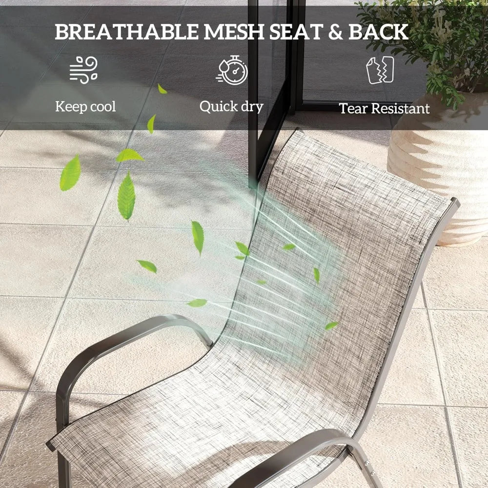 Outdoor Dining Chairs Set of 4, Stackable Patio Dining Chairs, High Back Outdoor Patio Chairs with Breathable Mesh Seat