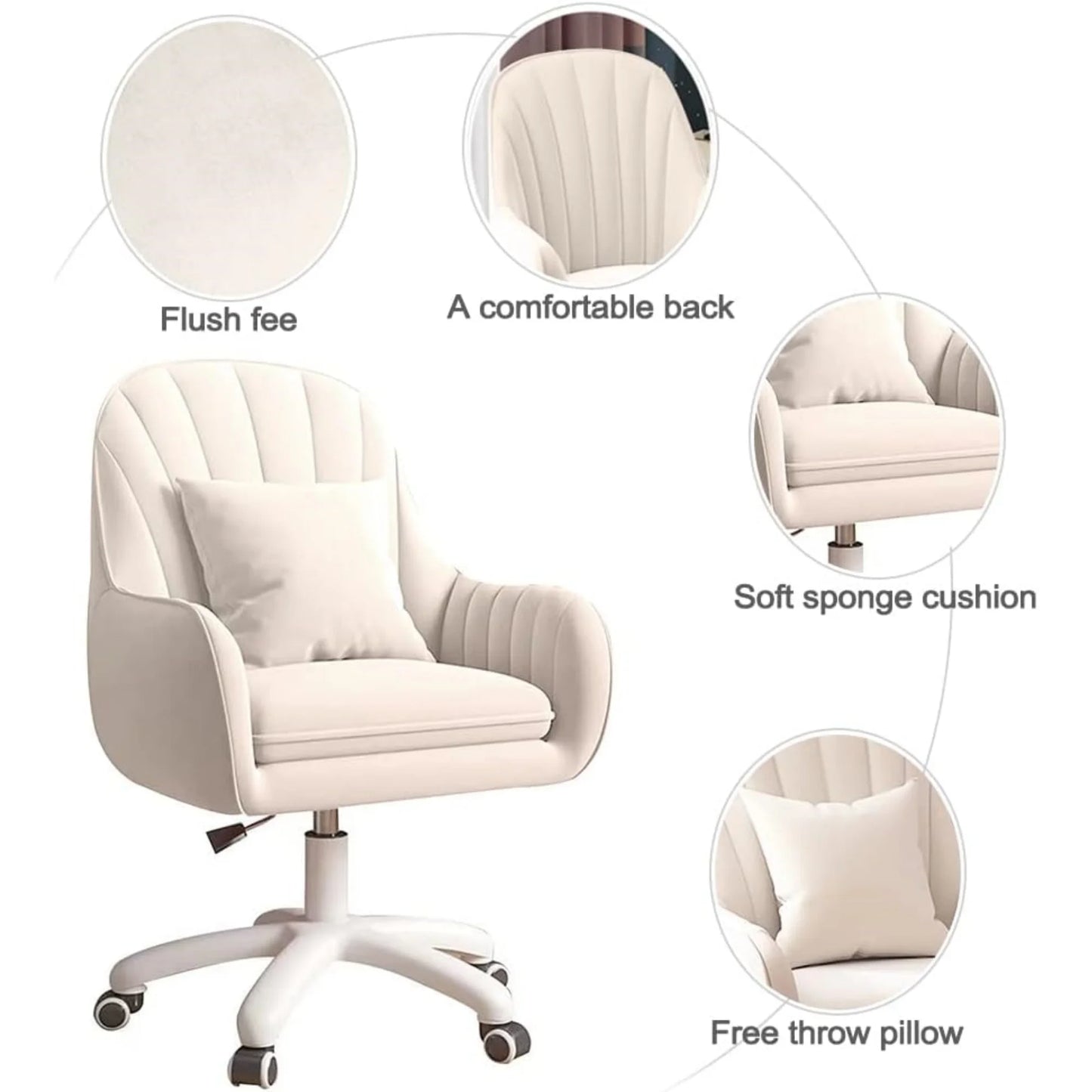 Modern Velvet Swivel Office Chair with Adjustable Height and Ergonomic Design Elegant Velvet Office Chair with Swivel Base