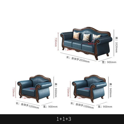 Customizable American Country Vintage Log Leather Sofa