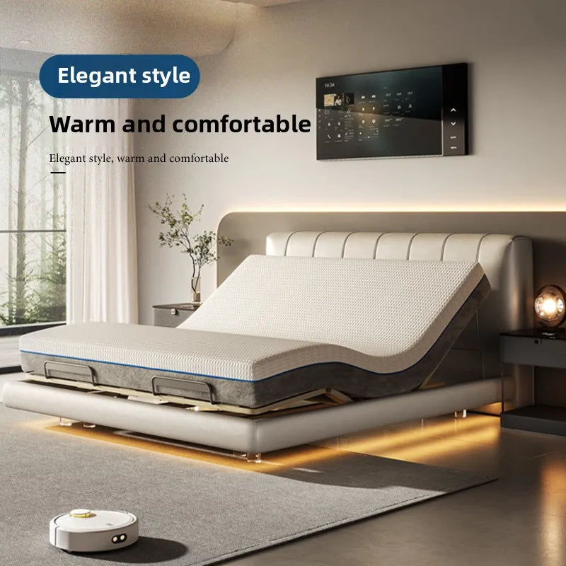 Head And Foot Adjustable Smart Bed Split King Size Bedroom Furniture Bed Easy To Install With Wireless Remote Control Bed