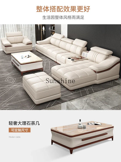Modern simple living room size apartment combination leather art sofa furniture       FT