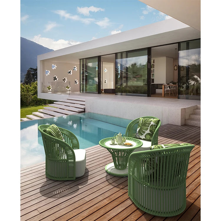 Courtyard Waterproof Rope Weaving Aluminium Frame Modern Design Luxury Outdoor Sofa Set