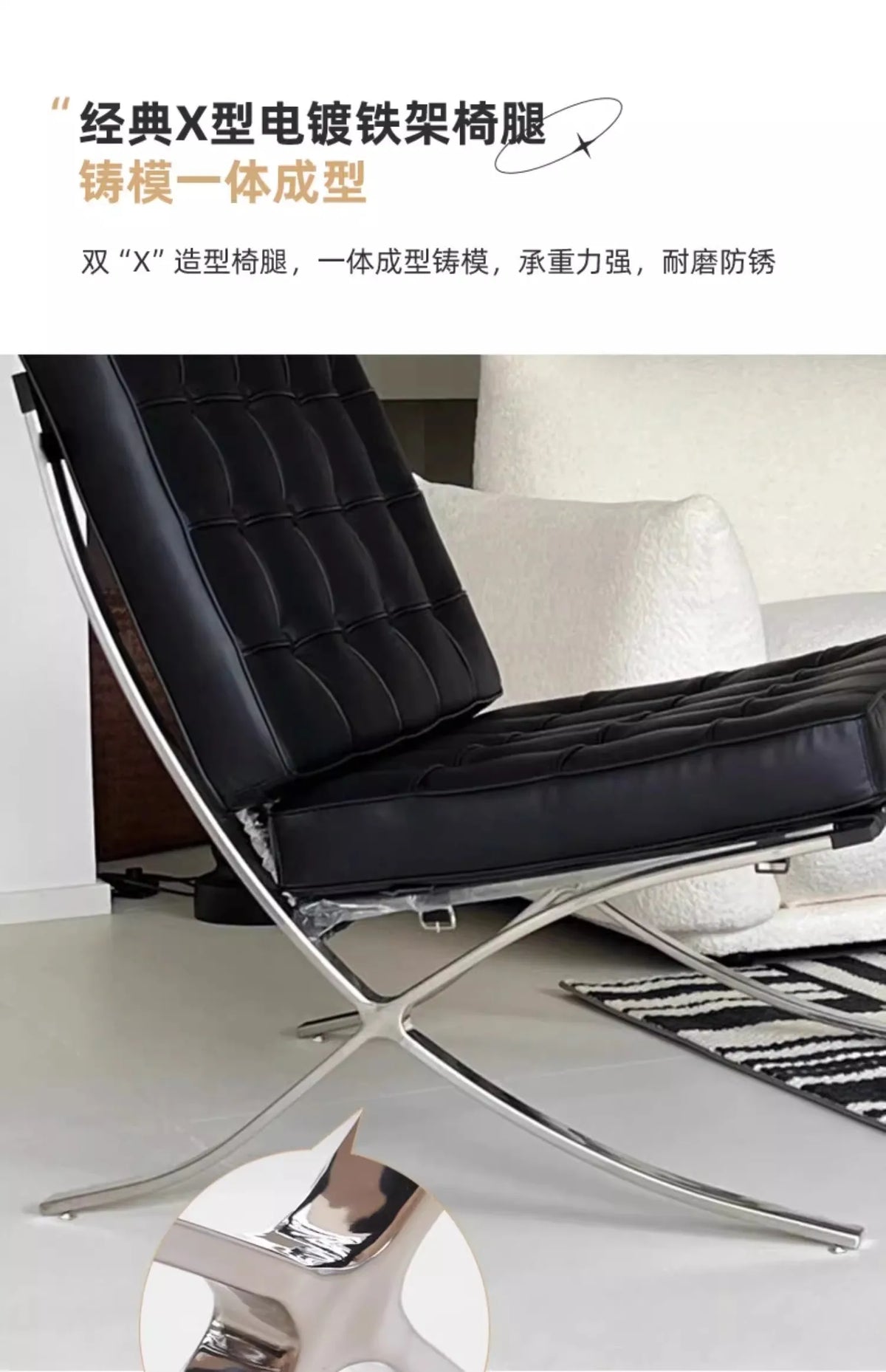 Comfortable Ergonomic Living Room Chair with Genuine Leather Backrest for Study, Cafe, and Gaming Use