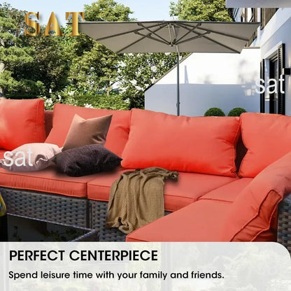 /Outdoor Furniture 7 Piece Sets with Fire Pit Table, Patio Couch Sectional with NoSlip Cushions and Cover, Outdoor Furniture S