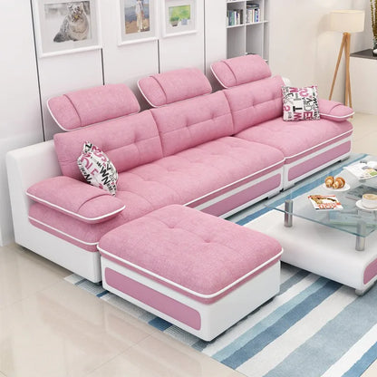 Fabric sofa small apartment simple modern three four living room combination High Quality