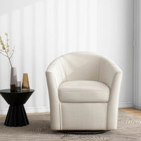 Swivel Accent Chair Armchair, Modern Round Single Sofa Seating Comfy Reading Barrel Chairs for Living Room Bedroom (Beige, Set o