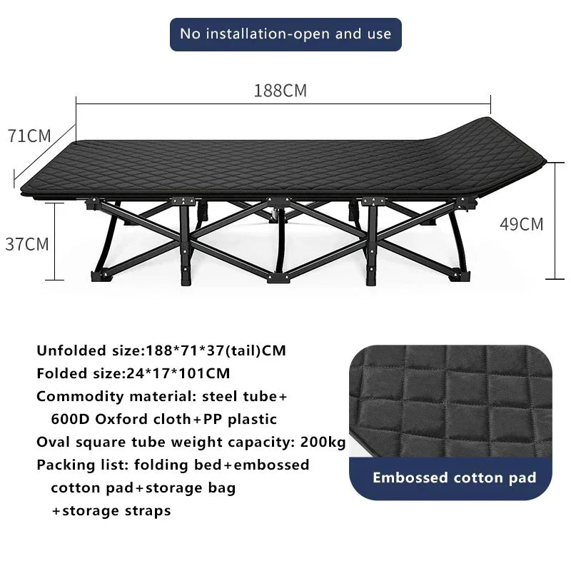 Folding bed ultra light portable outdoor Camp bed multi-function recliner self driving travel folding bed